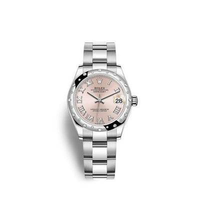 Remontoir à montres pour montre Rolex Datejust 31 Datejust 31 Stainless Steel Domed Diamond / Oyster / Rose - Roman