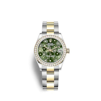 Remontoir à montres pour montre Rolex Datejust 31 Datejust 31 Stainless Steel - Yellow Or / Diamond/ Olive - Floral / Oyster