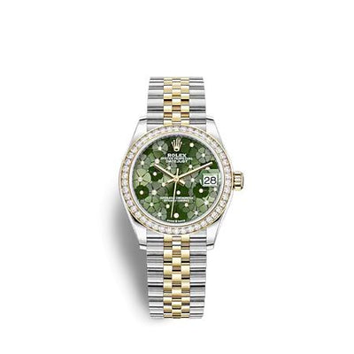 Remontoir à montres pour montre Rolex Datejust 31 Datejust 31 Stainless Steel - Yellow Or / Diamond/ Olive - Floral / Jubilee