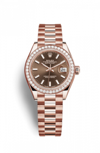 Remontoir à montres pour montre Rolex Lady-Datejust Lady-Datejust 28 Everose Diamond / President / Chocolate