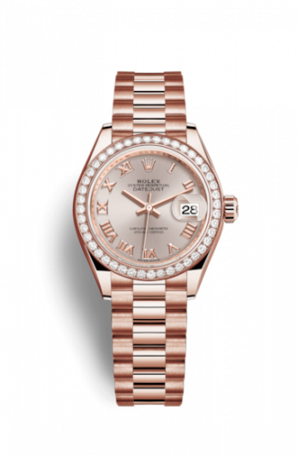 Remontoir à montres pour montre Rolex Lady-Datejust Lady-Datejust 28 Everose Diamond / President / Sundust Roman