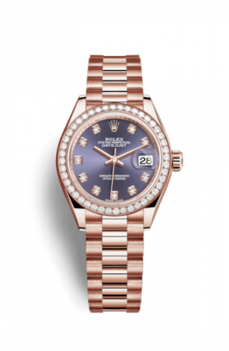 Remontoir à montres pour montre Rolex Lady-Datejust Lady-Datejust 28 Everose Diamond / President / Aubergine