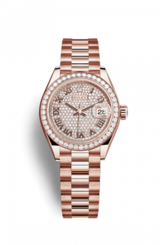 Remontoir à montres pour montre Rolex Lady-Datejust Lady-Datejust 28 Everose Diamond / President / Paved Roman