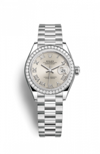 Remontoir à montres pour montre Rolex Lady-Datejust Lady-Datejust 28 Platinum Diamond / President / Argent Roman