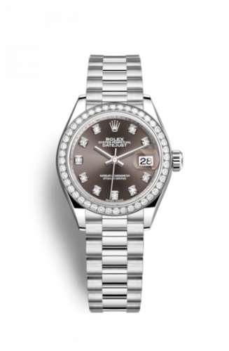 Remontoir à montres pour montre Rolex Lady-Datejust Lady-Datejust 28 Platinum Diamond / President / Gris Diamonds