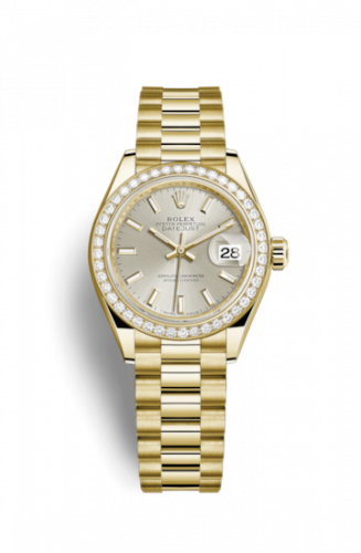 Remontoir à montres pour montre Rolex Lady-Datejust Lady-Datejust 28 Yellow Or Diamond / President / Argent