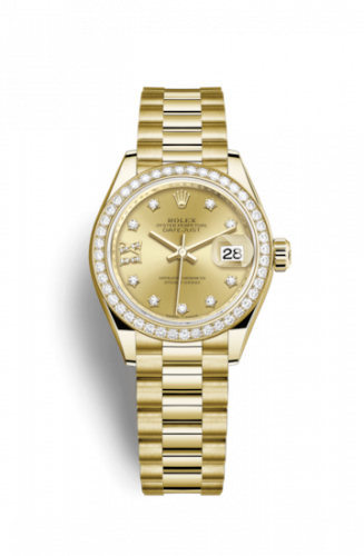 Remontoir à montres pour montre Rolex Lady-Datejust Lady-Datejust 28 Yellow Or Diamond / President / Champagne Diamonds