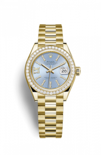 Remontoir à montres pour montre Rolex Lady-Datejust Lady-Datejust 28 Yellow Or Diamond / President / Cornflower Diamonds