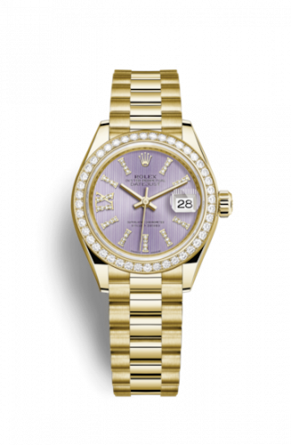 Remontoir à montres pour montre Rolex Lady-Datejust Lady-Datejust 28 Yellow Or Diamond / President / Lilac Diamonds