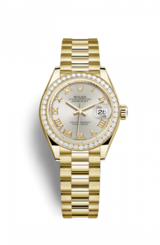 Remontoir à montres pour montre Rolex Lady-Datejust Lady-Datejust 28 Yellow Or Diamond / President / Argent Roman