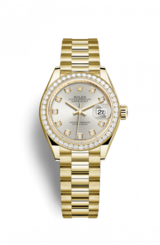 Remontoir à montres pour montre Rolex Lady-Datejust Lady-Datejust 28 Yellow Or Diamond / President / Argent Diamond