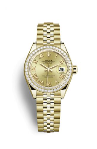 Remontoir à montres pour montre Rolex Lady-Datejust Lady-Datejust 28 Yellow Or Diamond / Jubilee / Champagne Roman