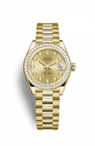 Remontoir à montres pour montre Rolex Lady-Datejust Lady-Datejust 28 Yellow Or Diamond / President / Champagne Diamond
