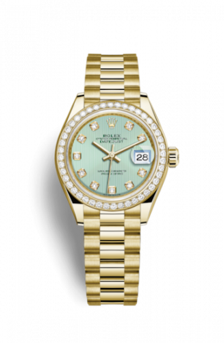 Remontoir à montres pour montre Rolex Lady-Datejust Lady-Datejust 28 Yellow Or Diamond / President / Verte Diamond
