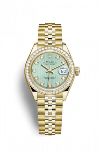 Remontoir à montres pour montre Rolex Lady-Datejust Lady-Datejust 28 Yellow Or Diamond / Jubilee / Verte Diamond