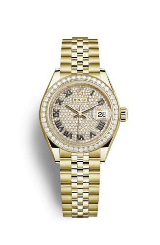 Remontoir à montres pour montre Rolex Lady-Datejust Lady-Datejust 28 Yellow Or Diamond / Jubilee / Paved Roman