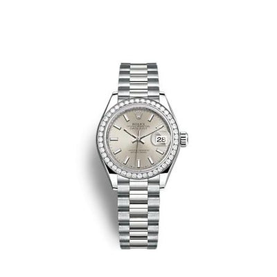 Remontoir à montres pour montre Rolex Lady-Datejust Lady-Datejust 28 Or Blanc - Diamond / President / Argent