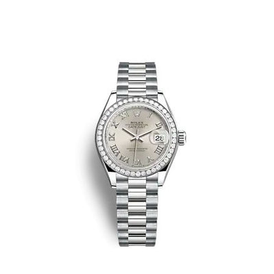 Remontoir à montres pour montre Rolex Lady-Datejust Lady-Datejust 28 Or Blanc - Diamond / President / Argent - Roman