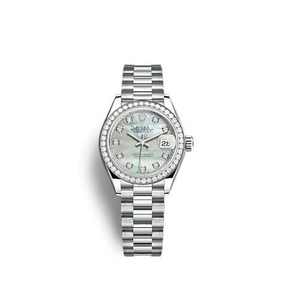 Remontoir à montres pour montre Rolex Lady-Datejust Lady-Datejust 28 Or Blanc - Diamond / President / MOP