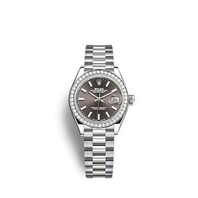 Remontoir à montres pour montre Rolex Lady-Datejust Lady-Datejust 28 Or Blanc - Diamond / President / Gris