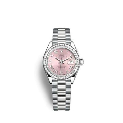 Remontoir à montres pour montre Rolex Lady-Datejust Lady-Datejust 28 Or Blanc - Diamond / President / Argent - Roman