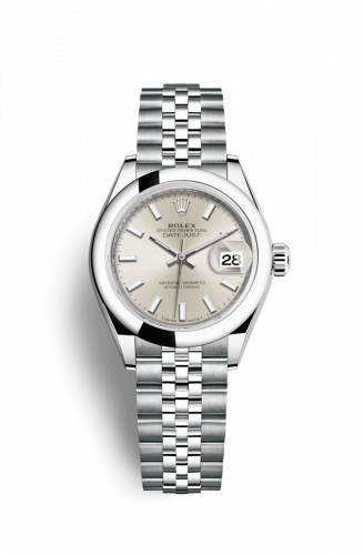 Remontoir à montres pour montre Rolex Lady-Datejust Lady-Datejust 28 Stainless Steel Domed / Argent / Jubilee