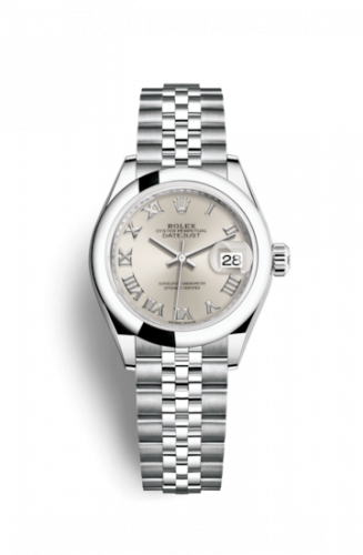 Remontoir à montres pour montre Rolex Lady-Datejust Lady-Datejust 28 Stainless Steel Domed / Jubilee / Argent Roman
