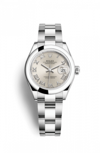 Remontoir à montres pour montre Rolex Lady-Datejust Lady-Datejust 28 Stainless Steel Domed / Oyster / Argent Roman