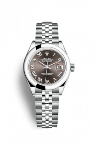 Remontoir à montres pour montre Rolex Lady-Datejust Lady-Datejust 28 Stainless Steel Domed / Jubilee / Dark Gris Roman