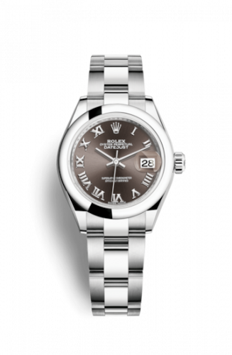 Remontoir à montres pour montre Rolex Lady-Datejust Lady-Datejust 28 Stainless Steel Domed / Oyster / Dark Gris Roman