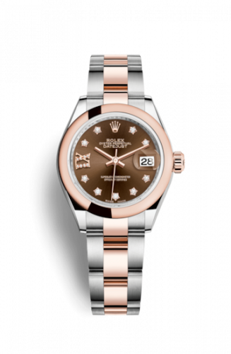 Remontoir à montres pour montre Rolex Lady-Datejust Lady-Datejust 28 Rolesor Rose Domed / Oyster / Chocolate Diamond