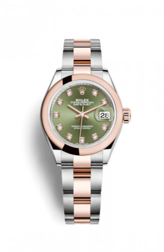 Remontoir à montres pour montre Rolex Lady-Datejust Lady-Datejust 28 Rolesor Rose Domed / Oyster / Olive Diamond