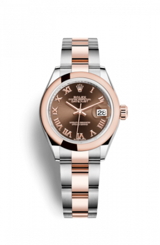 Remontoir à montres pour montre Rolex Lady-Datejust Lady-Datejust 28 Rolesor Rose Domed / Oyster / Chocolate Roman