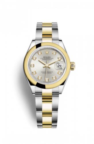 Remontoir à montres pour montre Rolex Lady-Datejust Lady-Datejust 28 Rolesor Yellow Domed / Oyster / Argent Diamond