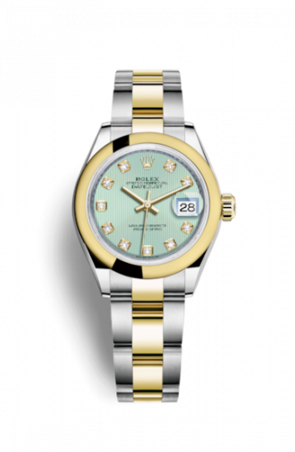 Remontoir à montres pour montre Rolex Lady-Datejust Lady-Datejust 28 Rolesor Yellow Domed / Oyster / Mint Verte Tuxedo