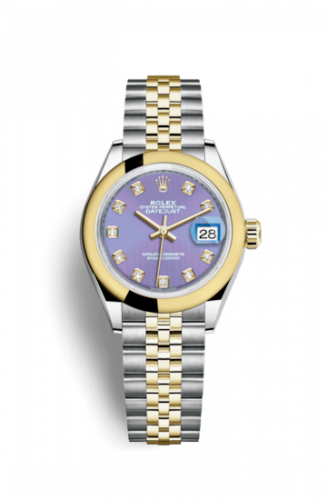 Remontoir à montres pour montre Rolex Lady-Datejust Lady-Datejust 28 Rolesor Yellow Domed / Jubilee / Lavender Diamond