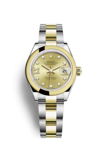 Remontoir à montres pour montre Rolex Lady-Datejust Lady-Datejust 28 Rolesor Yellow Domed / Oyster / Champagne Diamond