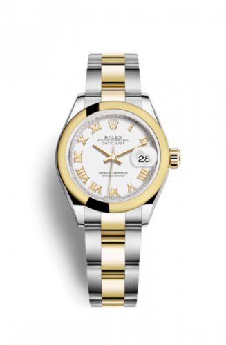Remontoir à montres pour montre Rolex Lady-Datejust Lady-Datejust 28 Rolesor Yellow Domed / Oyster / Blanc Roman