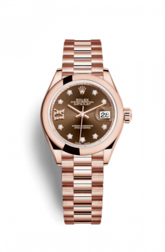 Remontoir à montres pour montre Rolex Lady-Datejust Lady-Datejust 28 Everose Domed / President / Chocolate Diamond