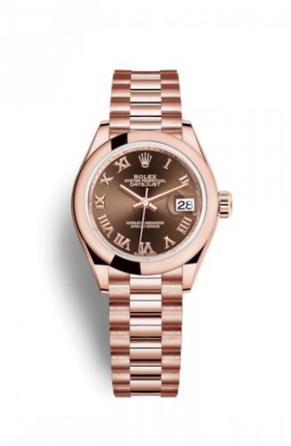 Remontoir à montres pour montre Rolex Lady-Datejust Lady-Datejust 28 Everose Domed / President / Chocolate Roman