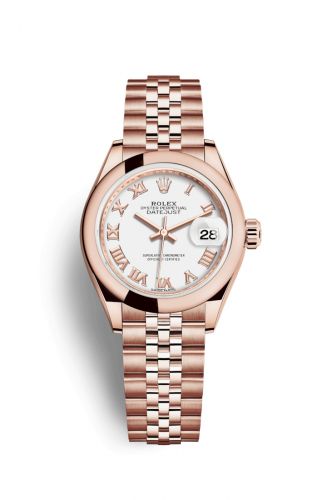 Remontoir à montres pour montre Rolex Lady-Datejust Lady-Datejust 28 Everose Domed / Jubilee / Blanc Roman