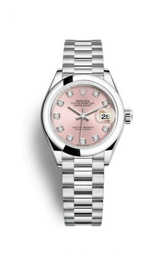 Remontoir à montres pour montre Rolex Lady-Datejust Lady-Datejust 28 Platinum Domed / President / Argent Diamond