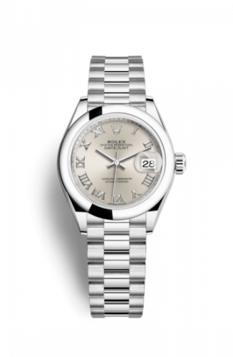 Remontoir à montres pour montre Rolex Lady-Datejust Lady-Datejust 28 Platinum Domed / President / Argent Roman