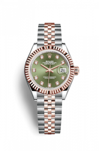 Remontoir à montres pour montre Rolex Lady-Datejust Lady-Datejust 28 Rolesor Rose Fluted / Jubilee / Olive Diamonds