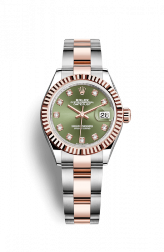 Remontoir à montres pour montre Rolex Lady-Datejust Lady-Datejust 28 Rolesor Rose Fluted / Oyster / Olive Diamonds