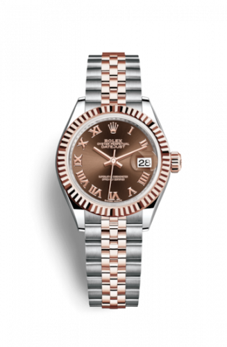 Remontoir à montres pour montre Rolex Lady-Datejust Lady-Datejust 28 Rolesor Rose Fluted / Jubilee / Chocolate Roman