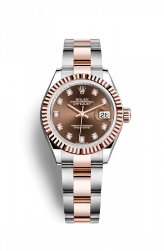 Remontoir à montres pour montre Rolex Lady-Datejust Lady-Datejust 28 Rolesor Rose Fluted / Oyster / Chocolate Diamond
