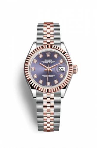 Remontoir à montres pour montre Rolex Lady-Datejust Lady-Datejust 28 Rolesor Rose Fluted / Jubilee / Aubergine Diamonds