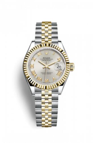 Remontoir à montres pour montre Rolex Lady-Datejust Lady-Datejust 28 Rolesor Yellow Fluted / Jubilee / Argent Roman