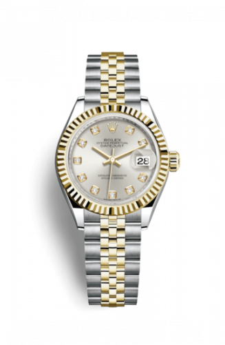 Remontoir à montres pour montre Rolex Lady-Datejust Lady-Datejust 28 Rolesor Yellow Fluted / Jubilee / Argent Diamond
